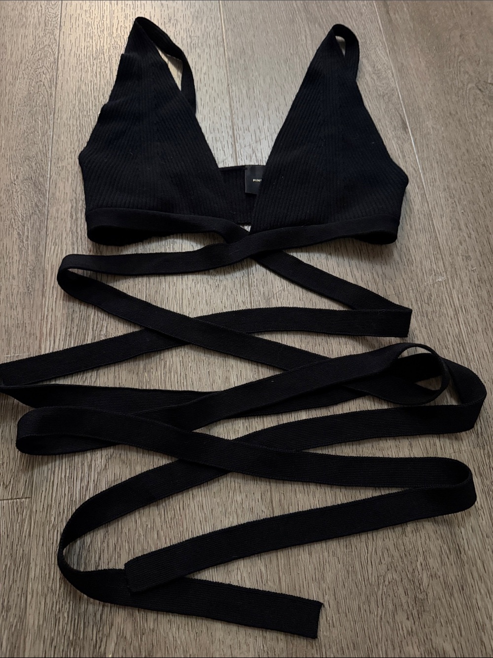 Pinko Black Wrap Bralette with Long Wrap Straps